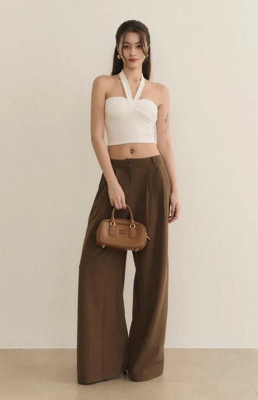High-Waist Pleated Wide-Leg Suit Pants<br/>打褶寬版西裝褲