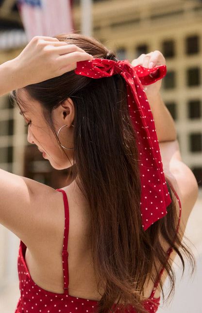 Polka Dot Chiffon Peplum Bra Top with Scarf<br/>美式雪紡點點細肩傘擺Bra Top(附領巾)