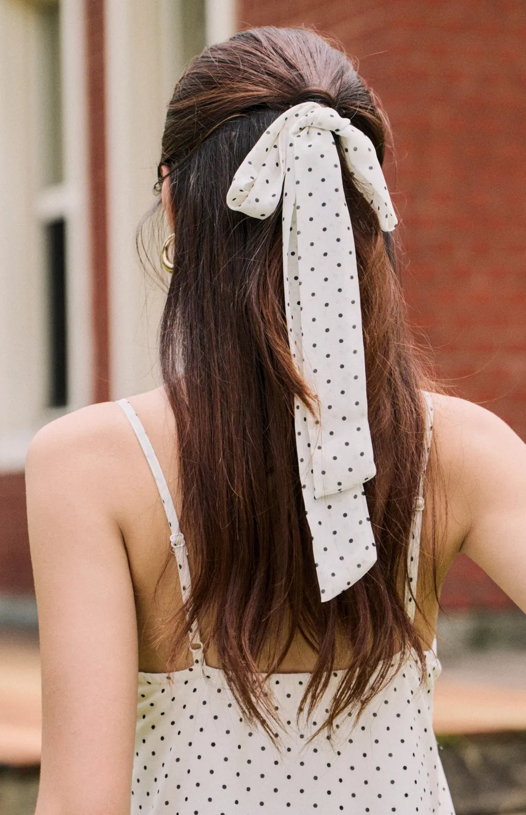 Polka Dot Chiffon Peplum Bra Top with Scarf<br/>美式雪紡點點細肩傘擺Bra Top(附領巾)