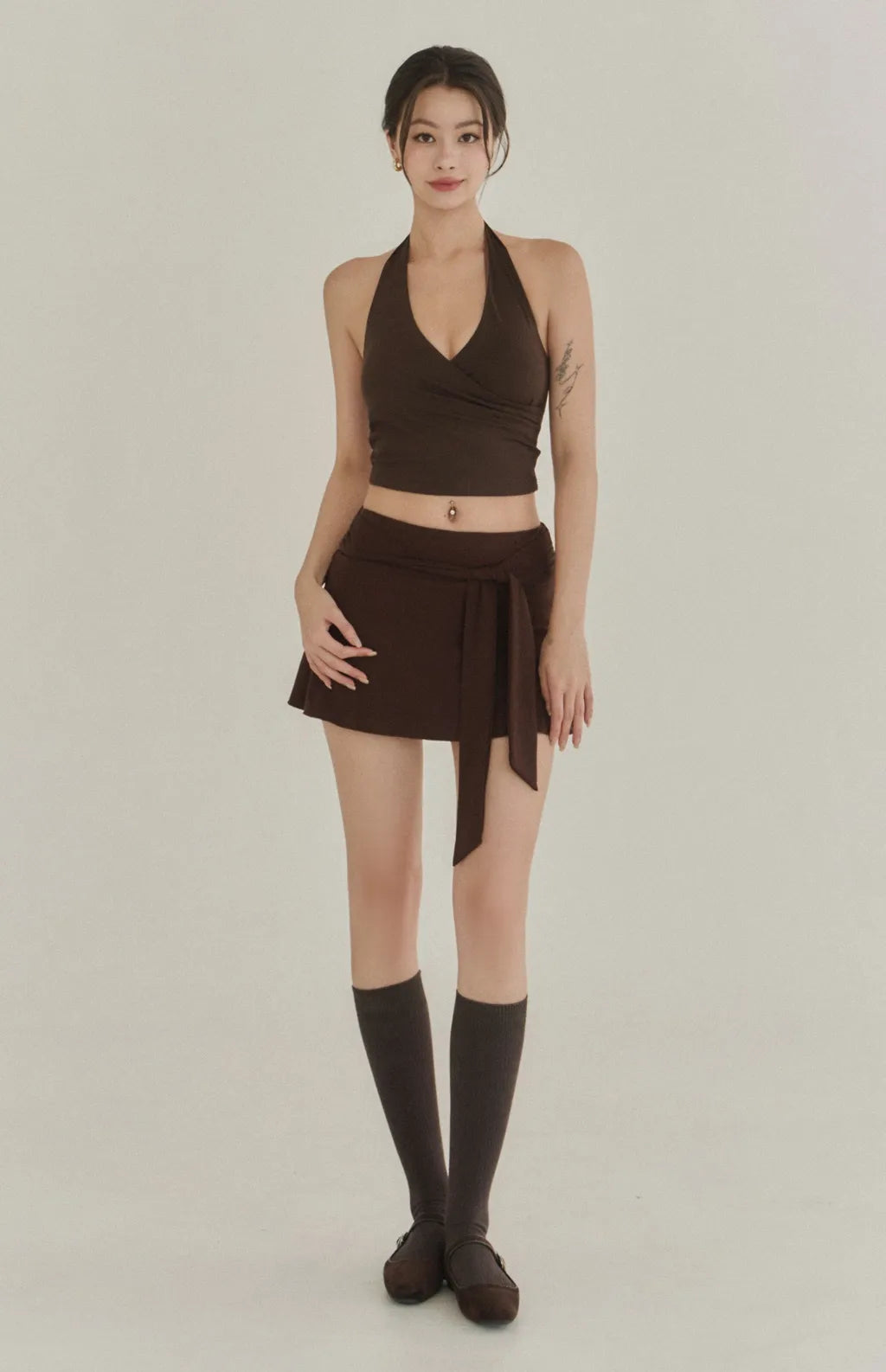Lyocell Tie-Waist Flared Skort<br/>萊塞爾綁帶傘擺褲裙