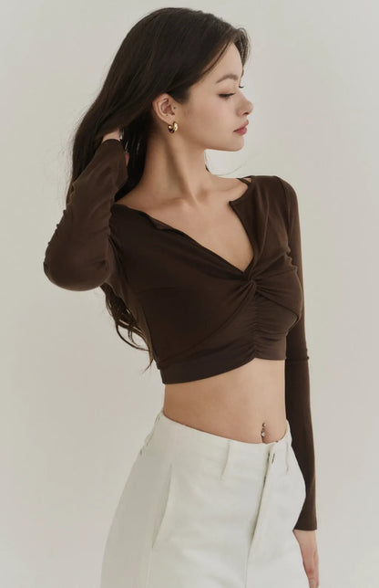 Lyocell Twist Front Lapel Shrug<br/>涼感萊塞爾紐結翻領罩衫