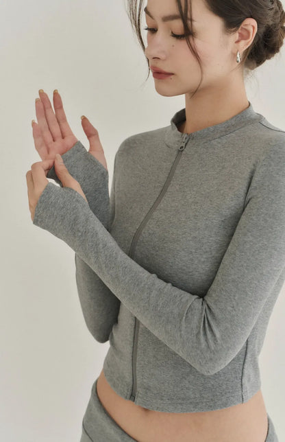 Modal Stand Collar Zip Crop Jacket<br/>莫代爾親柔感立領外套