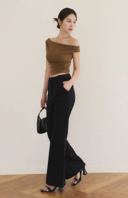 Lyocell Draped Boatneck Bra Top<br/>船型垂領萊塞爾Bra Top