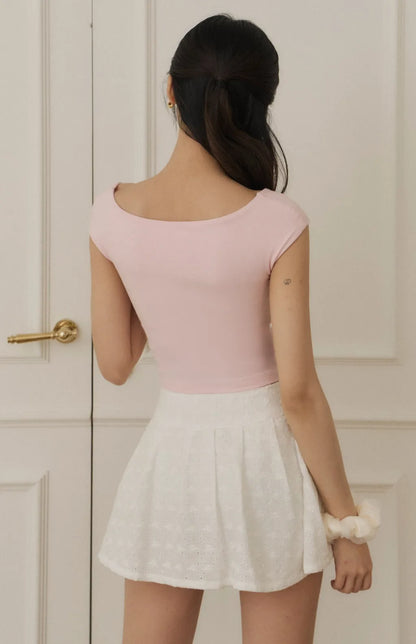 Boatneck Twist-Front Cutout Bra Top<br/>船型領扭結鏤空造型Bra Top
