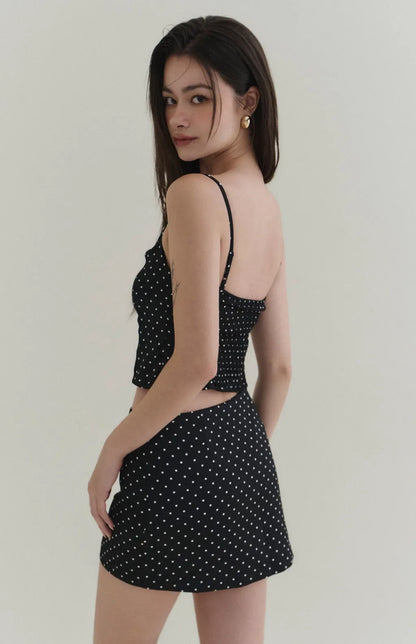 Polka-Dot Lace-Trim Cami Bra Top<br/>波點蕾絲細肩Bra Top