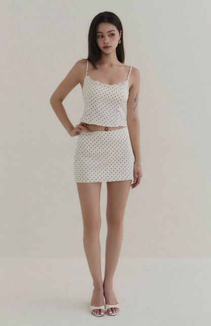Polka-Dot Satin Mini Skort<br/>波點緞面短褲裙