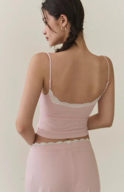 Lace-Trim Sweetheart Cami Bra Top<br/>蕾絲滾邊桃心領Bra Top