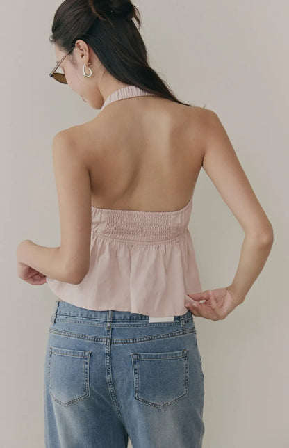 Halter V-Neck Babydoll Bra Top<br/>繞脖V領收腰傘擺Bra Top