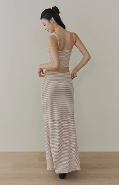 Striped Ruched-Bust V-Neck Cami Bra Top<br/>條紋V領美胸抓皺Bra Top