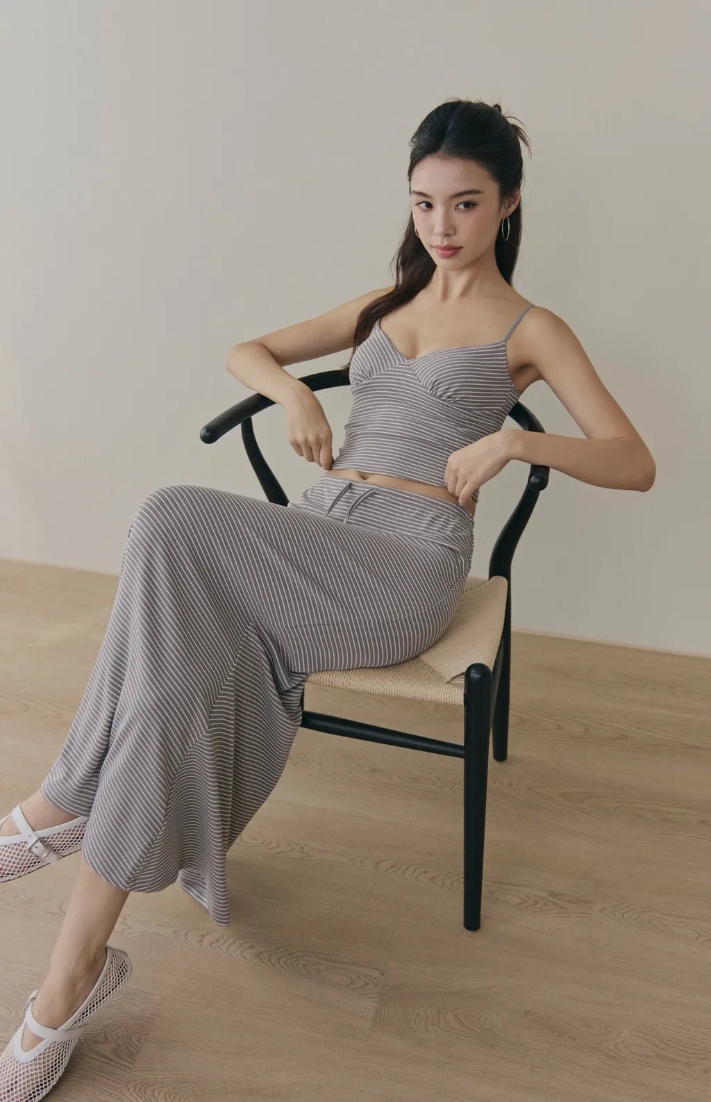 Striped Drawstring Mermaid Maxi Skirt<br/>條紋抽繩魚尾長裙