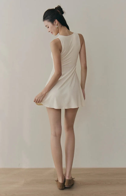 Knit Button-Front A-Line Bra Dress<br/>針織削肩可開釦A字Bra Dress