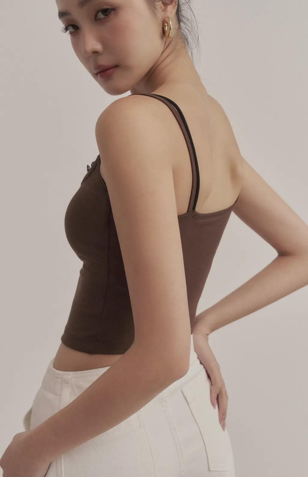 Layered Sweetheart Lace-Trim Crop Bra Top<br/>假兩件桃心領蕾絲花邊Bra Top