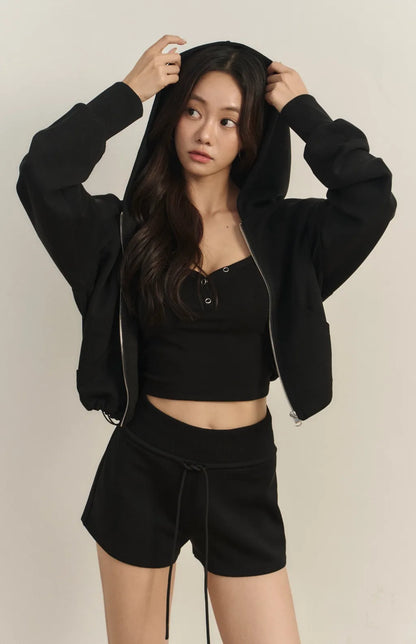Wide-Waist Drawstring Cotton Shorts<br/>寬腰抽繩太空棉短褲