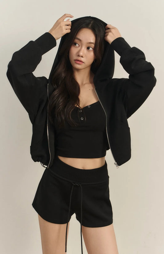 Wide-Waist Drawstring Cotton Shorts<br/>寬腰抽繩太空棉短褲
