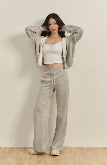 Wide-Waist Drawstring Cotton Flared Pant<br/>寬腰抽繩太空棉喇叭褲