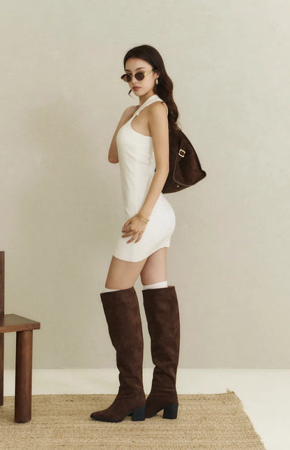 Front Button Mini Bra Dress<br/>翻領排釦針織Bra Dress By Beigy - Milu