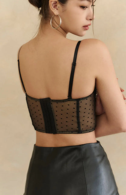 Polka-Dot Mesh Corset<br/>法式微醺波點馬甲內衣