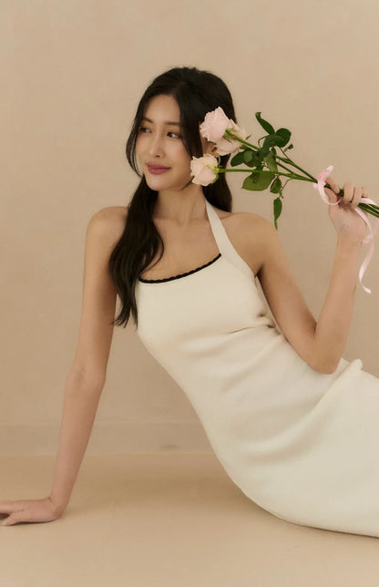 (現貨) Contrast Scalloped Halter Knit Bra Dress<br/>針織撞色花邊繞頸Bra Dress -【XS-M】