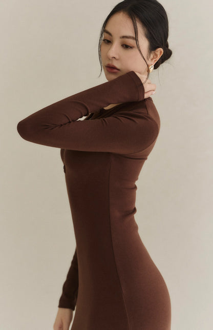 Modal Round-Neck Button A-Line Bra Dress<br/>莫代爾圓領排釦傘擺Bra Dress