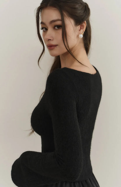 Fuzzy Boat-Neck Multiway Buttoned Bra Top<br/>毛毛船型領多穿排釦Bra Top