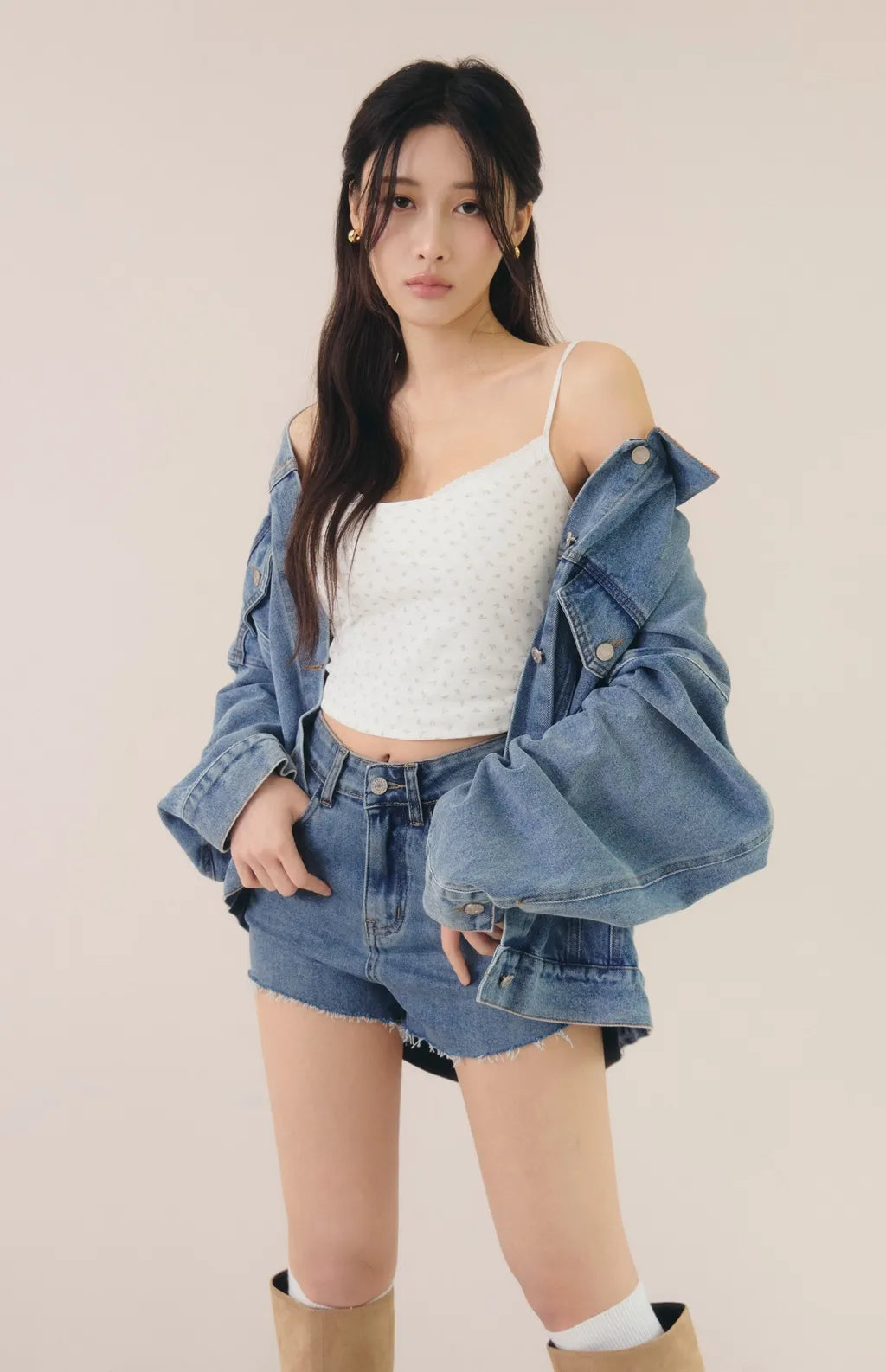 French Ditsy Floral Faux-Layer Bra Top<br/>法式碎花假兩件Bra Top