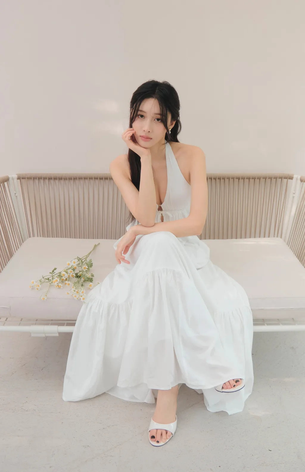 French Tiered Ruffle Flowy Maxi Skirt<br/>法式荷葉飄逸感長裙