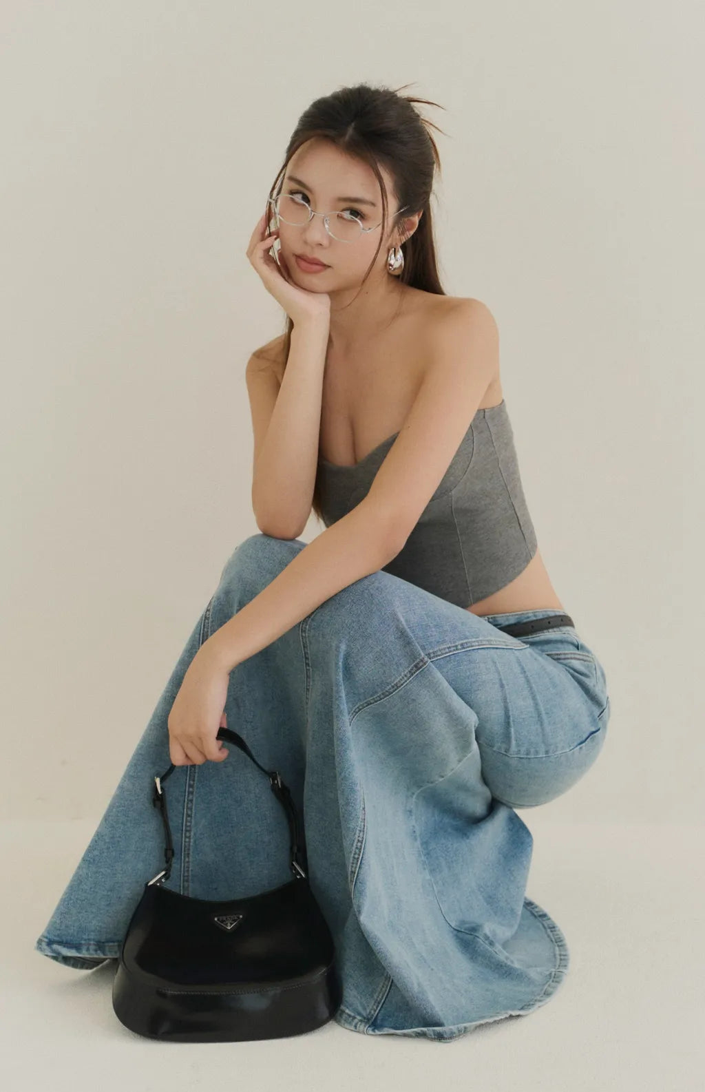 Denim Mermaid Maxi Skirt<br/>牛仔魚尾長裙