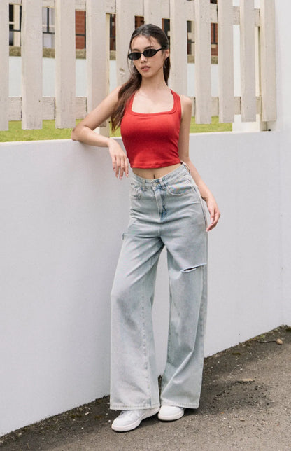 Racerback Square Neck Padded Tank<br/>美式辣妹工字坦克Bra Top