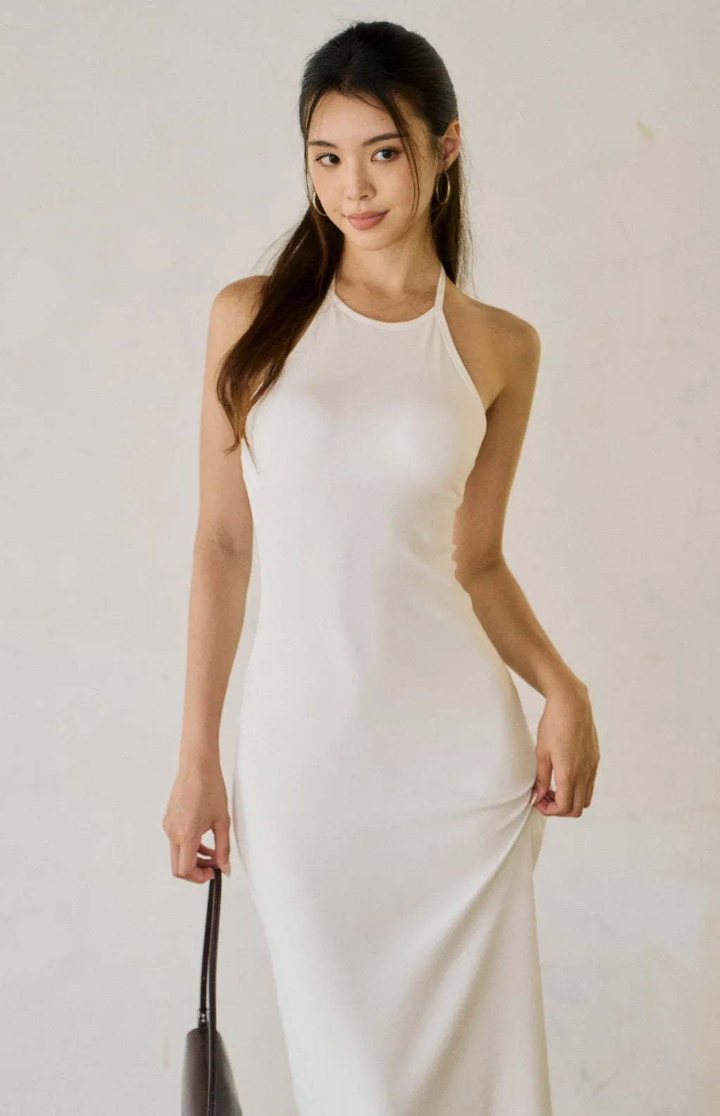 Halter Neck Crisscross Back Bra Dress<br/>美式削肩工字美背修身Bra Dress