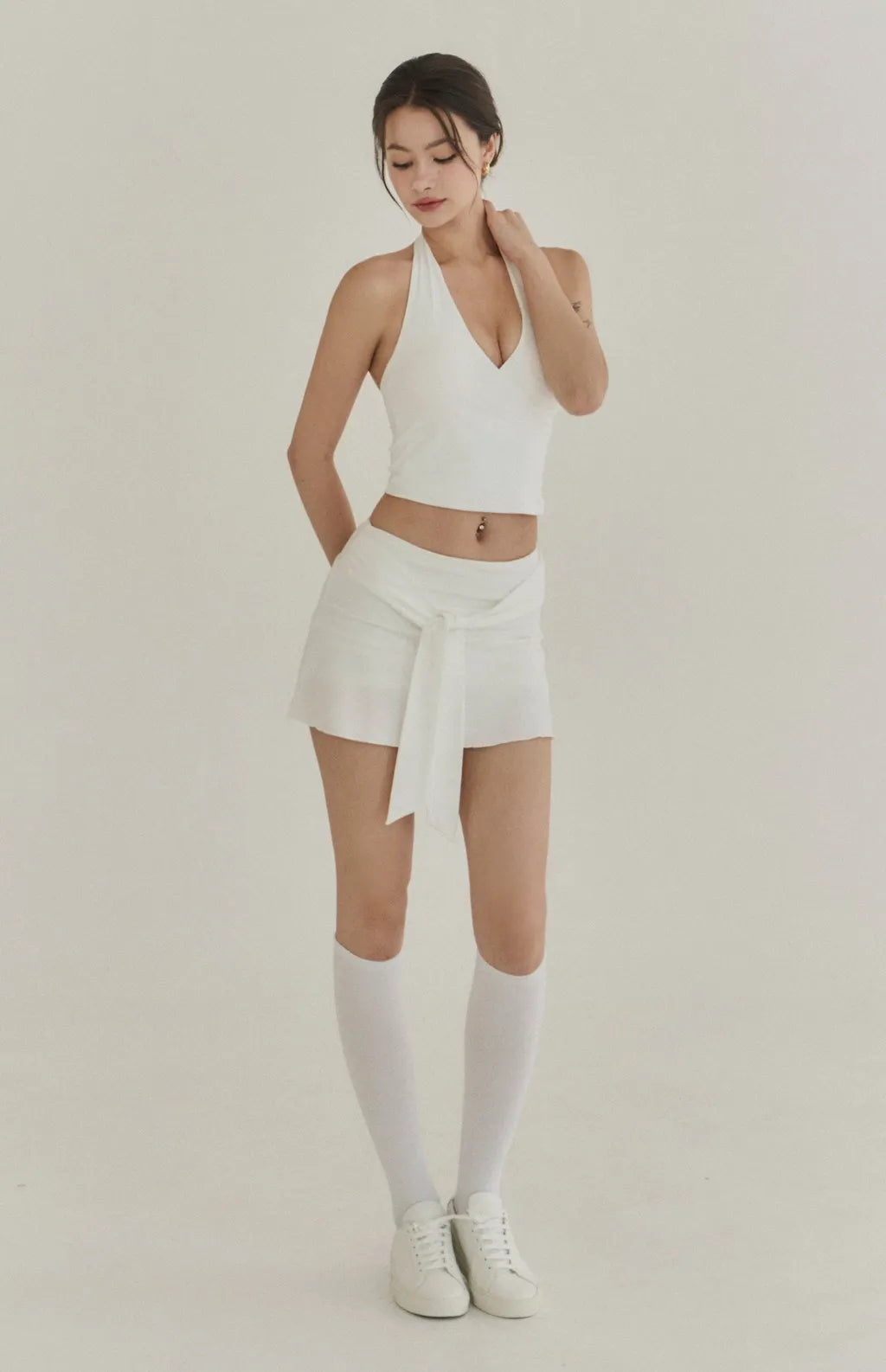 Halter Cross Front Ruched Bra Top<br/>美胸交叉V領抓皺Bra Top