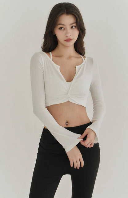 High-Waist Side Ruched Flare Pants<br/>寬腰側抓皺喇叭褲
