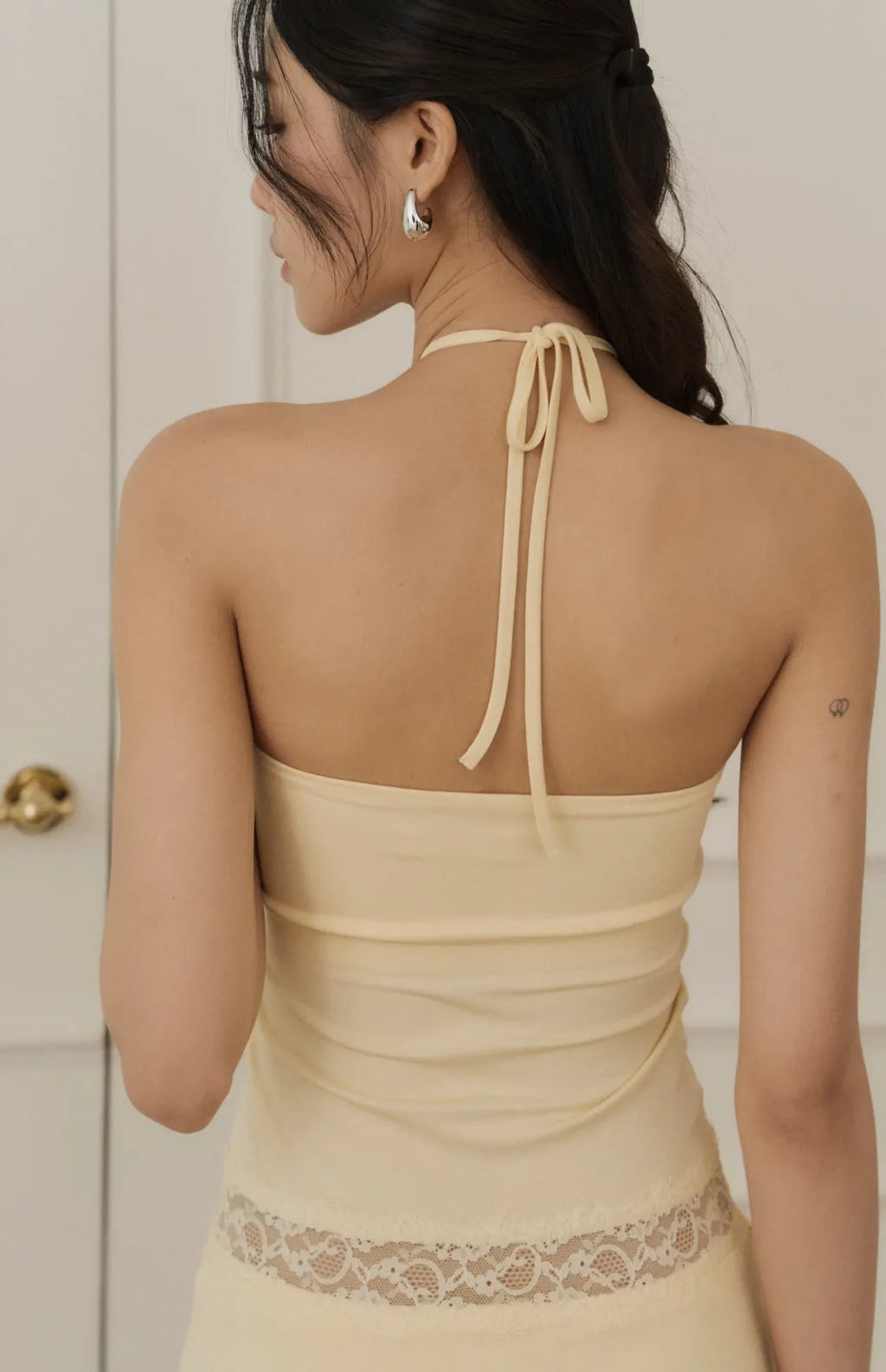 Lace-Inset Halter Mini Bra Dress<br/>蕾絲抽皺綁帶Bra Dress