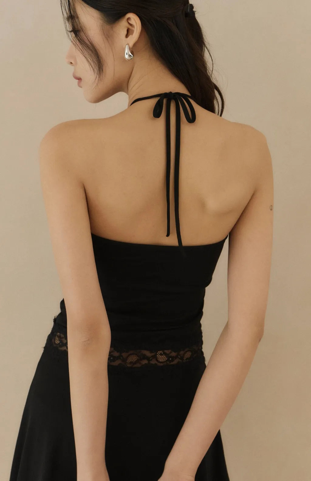 Lace-Inset Halter Mini Bra Dress<br/>蕾絲抽皺綁帶Bra Dress