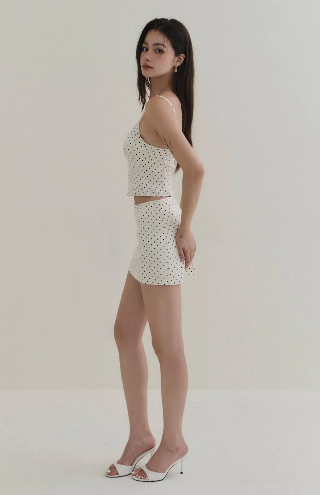 Polka-Dot Satin Mini Skort<br/>波點緞面短褲裙