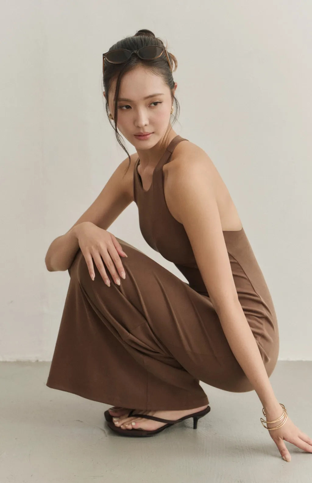 Modal Racerback Halter Maxi Bra Dress<br/>削肩工字美背莫代爾Bra Dress