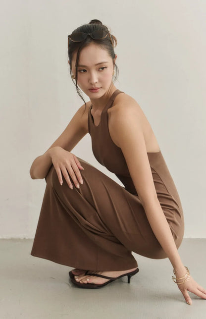 Modal Racerback Halter Maxi Bra Dress<br/>削肩工字美背莫代爾Bra Dress