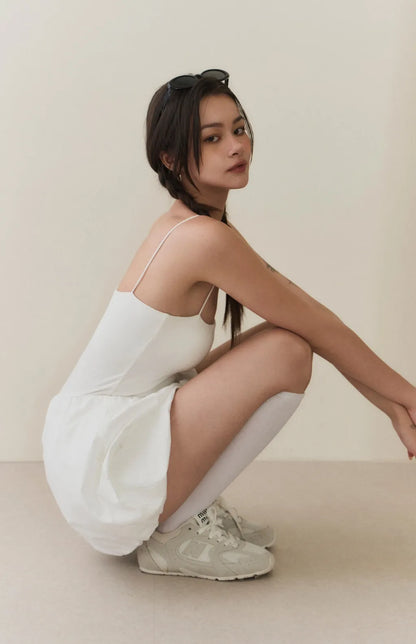 Bubble-Hem Mini Bra Dress<br/>美式平口細肩澎裙Bra Dress