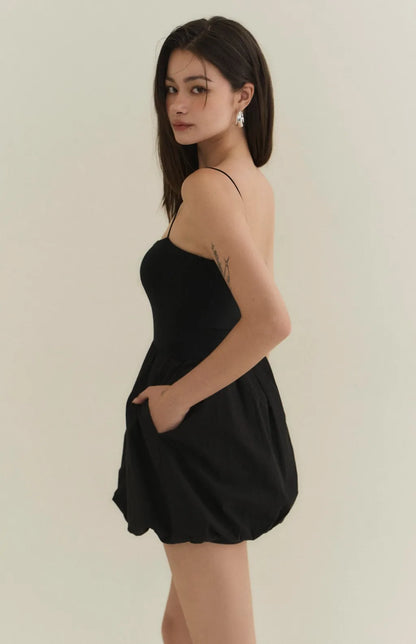 Bubble-Hem Mini Bra Dress<br/>美式平口細肩澎裙Bra Dress