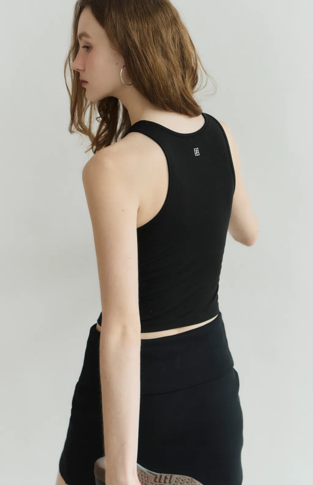 Fold-Over Wide-Waistband Ribbed Skort<br/>反折寬腰帶羅紋短褲裙