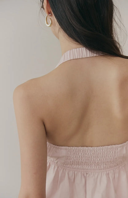 Halter V-Neck Babydoll Bra Top<br/>繞脖V領收腰傘擺Bra Top