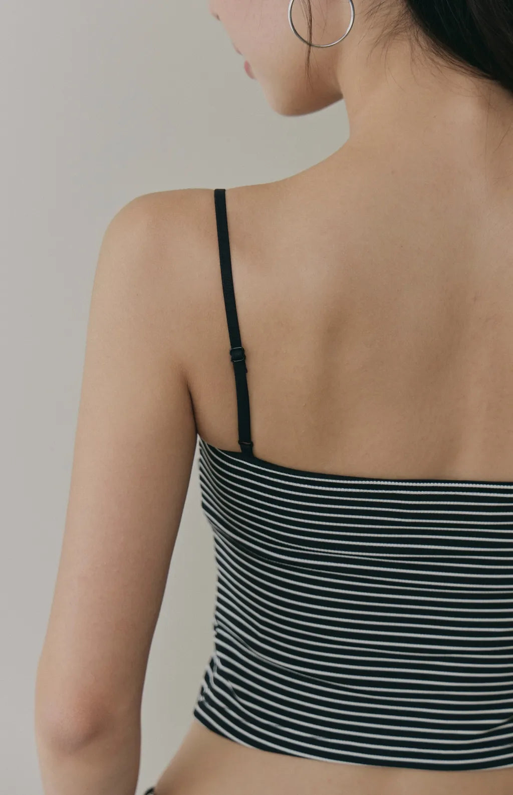 Striped Ruched-Bust V-Neck Cami Bra Top<br/>條紋V領美胸抓皺Bra Top