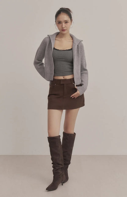 Contrast Lace Scoop-Neck Ribbed Bra Top<br/>羅紋撞色蕾絲U領Bra Top