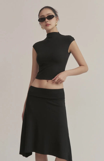 Asymmetric Flared Knit Midi Skirt<br/>不對稱傘擺中長裙