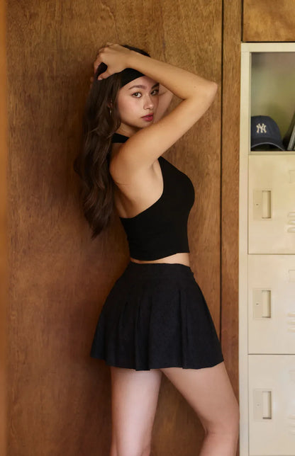 Embroidered Flared Mini Skirt<br/>繡花蕾絲短澎裙