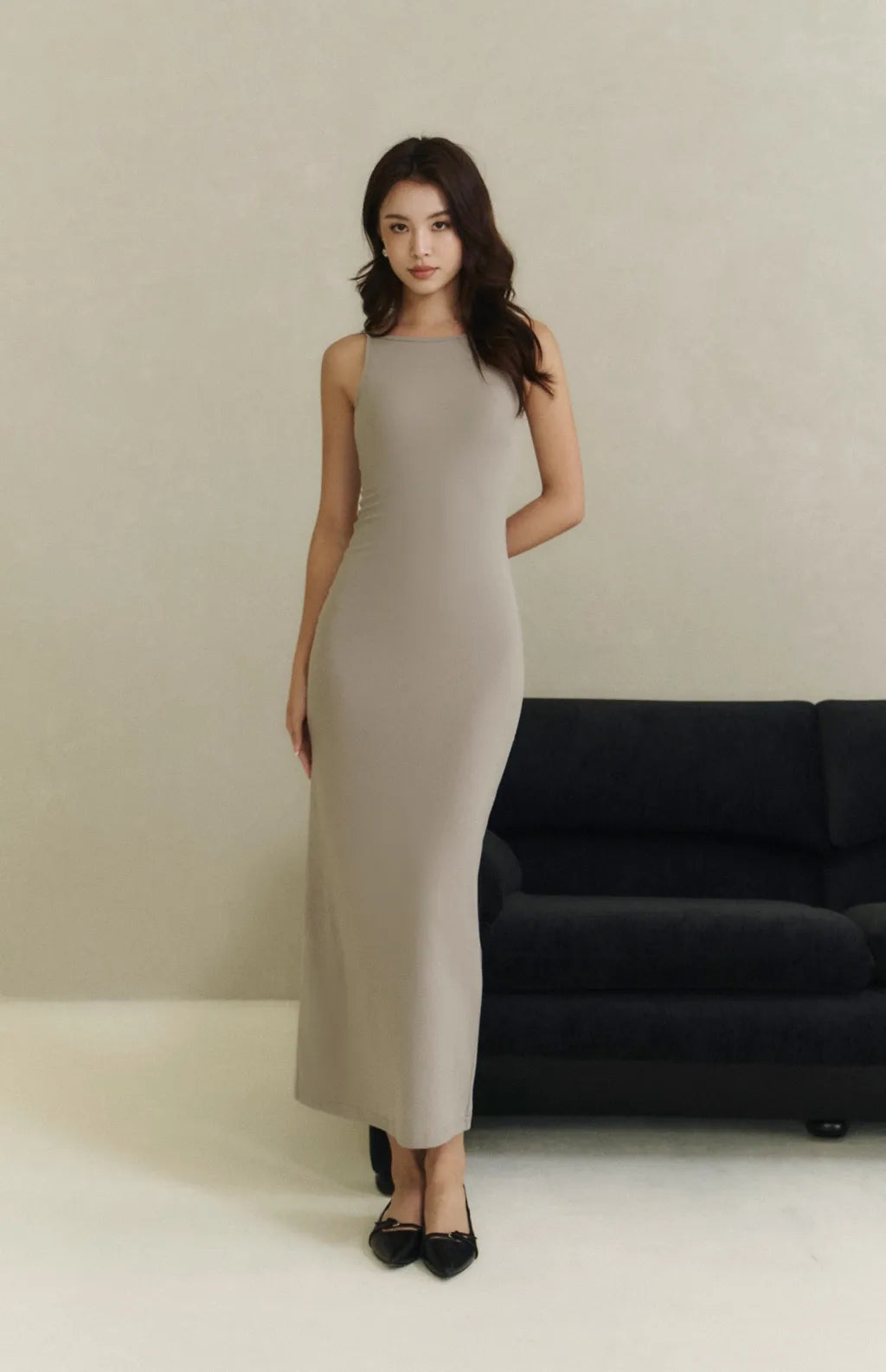 Boat Neck Maxi Bra Dress<br/>極簡船型領修身美背Bra Dress By Beigy - Milu