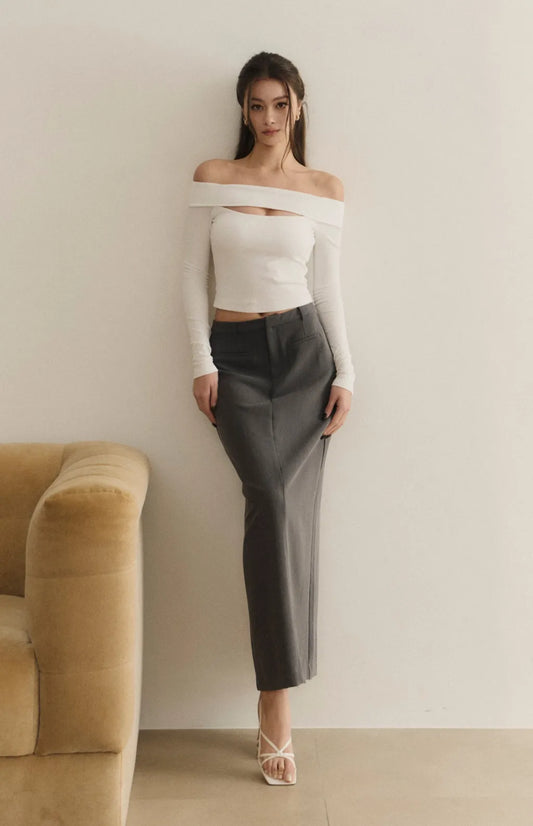 Back Slit Long Tailored Skirt <br/>後開衩西裝長裙