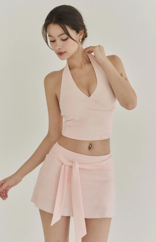 Lyocell Tie-Waist Flared Skort<br/>萊塞爾綁帶傘擺褲裙