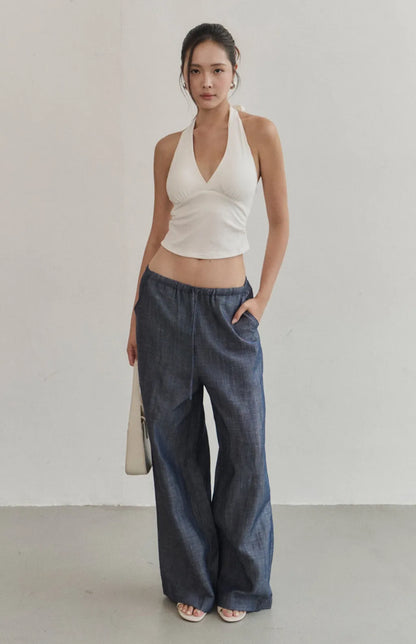 Ruched Plunge Tie-Halter Bra Top<br/>抓皺交叉V領綁帶Bra Top