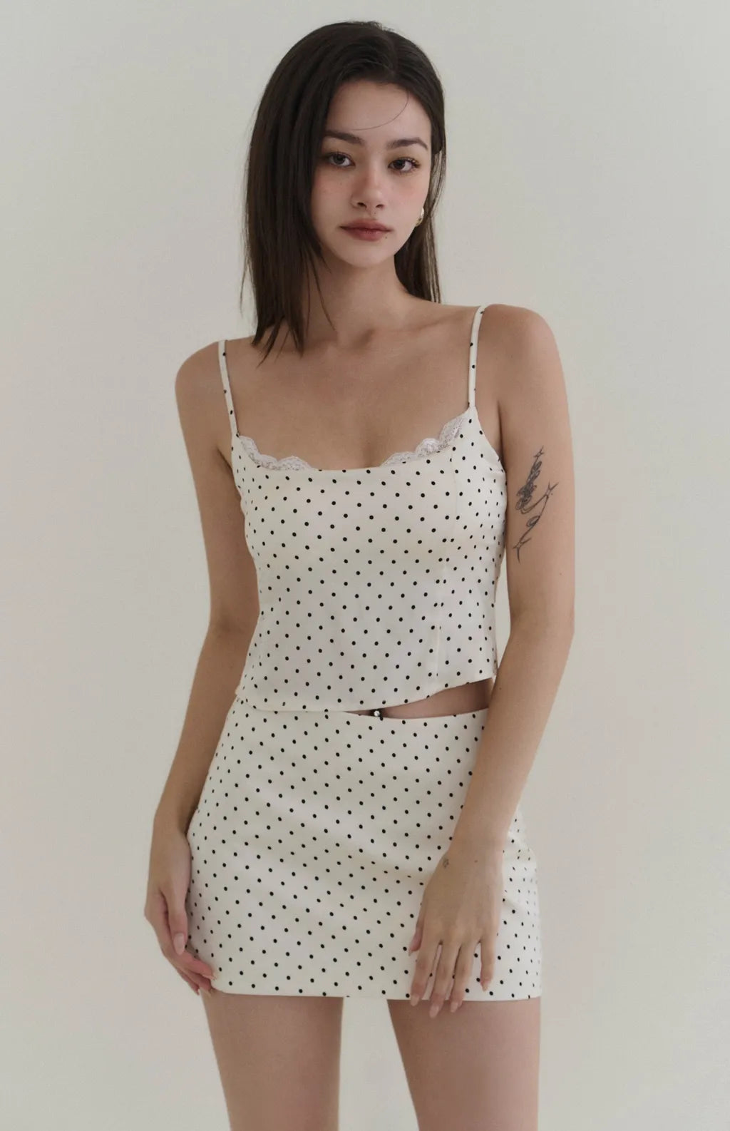 Polka-Dot Satin Mini Skort<br/>波點緞面短褲裙