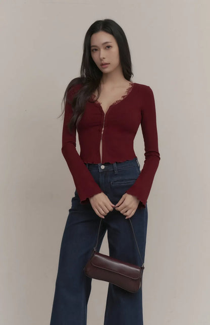 High-Waisted Welt-Pocket Flared Jeans<br/>高腰貼邊口袋牛仔喇叭褲